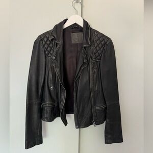 All Saints Black Leather Moto Jacket